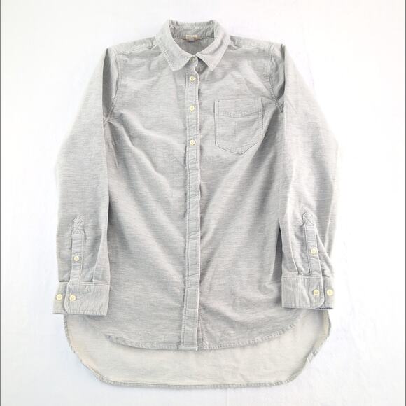 Duluth Trading Corduroy Stretch Drop Tail Women's Med Light Grey Long Sleeve - Picture 1 of 7